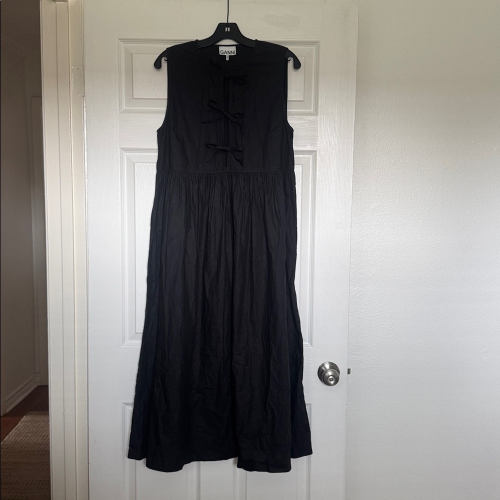 ganni black sleeveless dress
